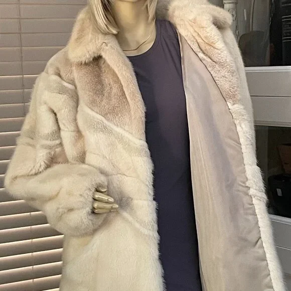 Women Beautiful Shadow Authentic Mink Fur 3/4 Coat Sz 10-12 - Picture 9 of 9